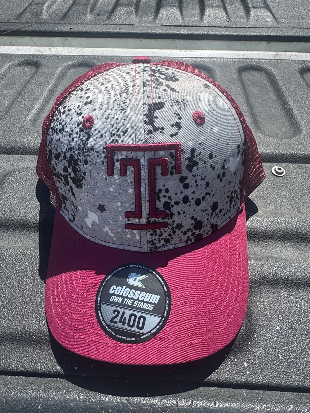 Colosseum Maroon and Gray Temple 'T' Trucker Hat